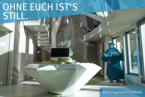 Thüringer Tourismus startet Lockdown-Kampagne im Netz - Für die Aktion "Ohne Euch ist's still" hat die TTG auch ein Bild in der 360-Grad-Erlebniswelt "Thüringen Digital Entdecken" aufgenommen; Foto: Thüringer Tourismus GmbH